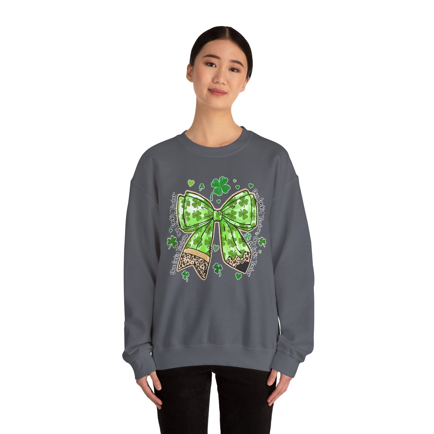 St. Patrick's Day Pencil Bow Sweatshirt - Unisex Heavy Blend™ Crewneck