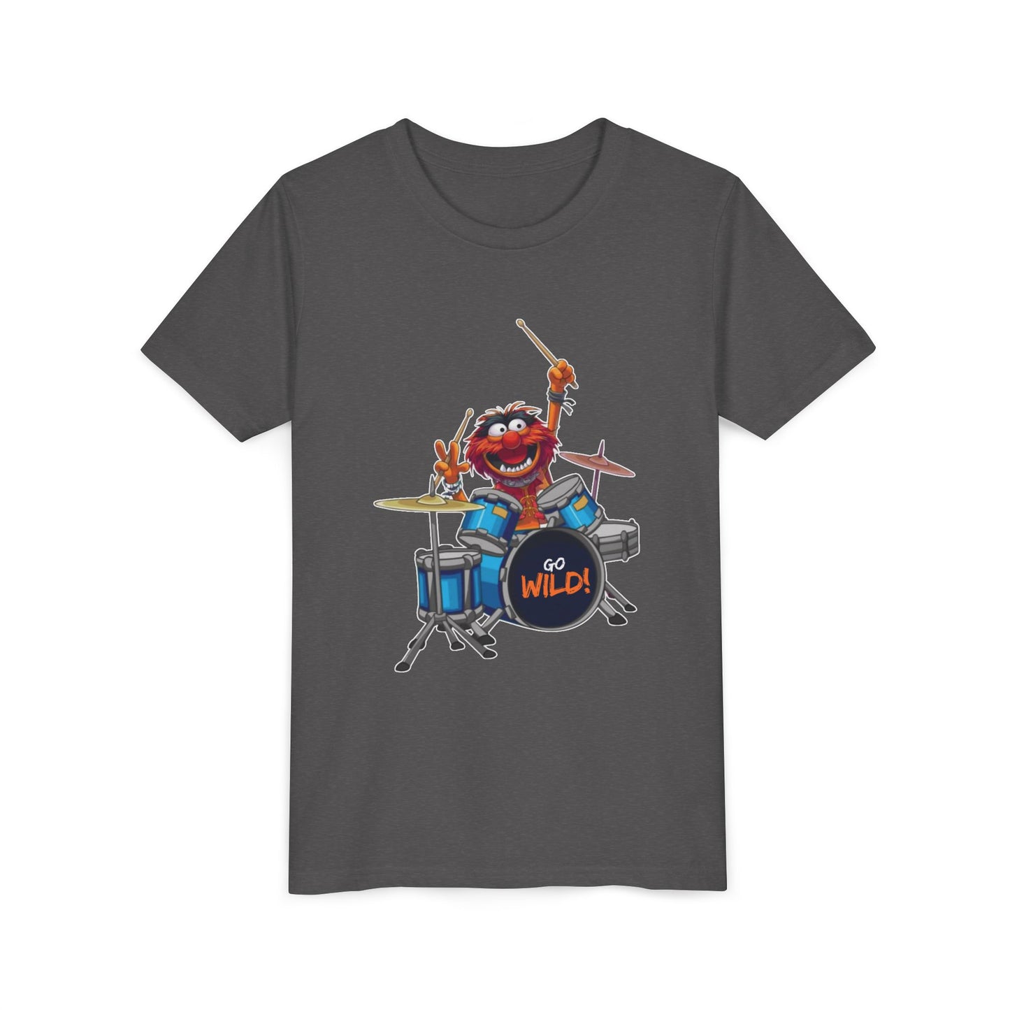 Fun Youth Drummer Tee, Kids Music Shirt, Wild Animal Shirt, Birthday Gift for Boys, Casual Everyday Wear