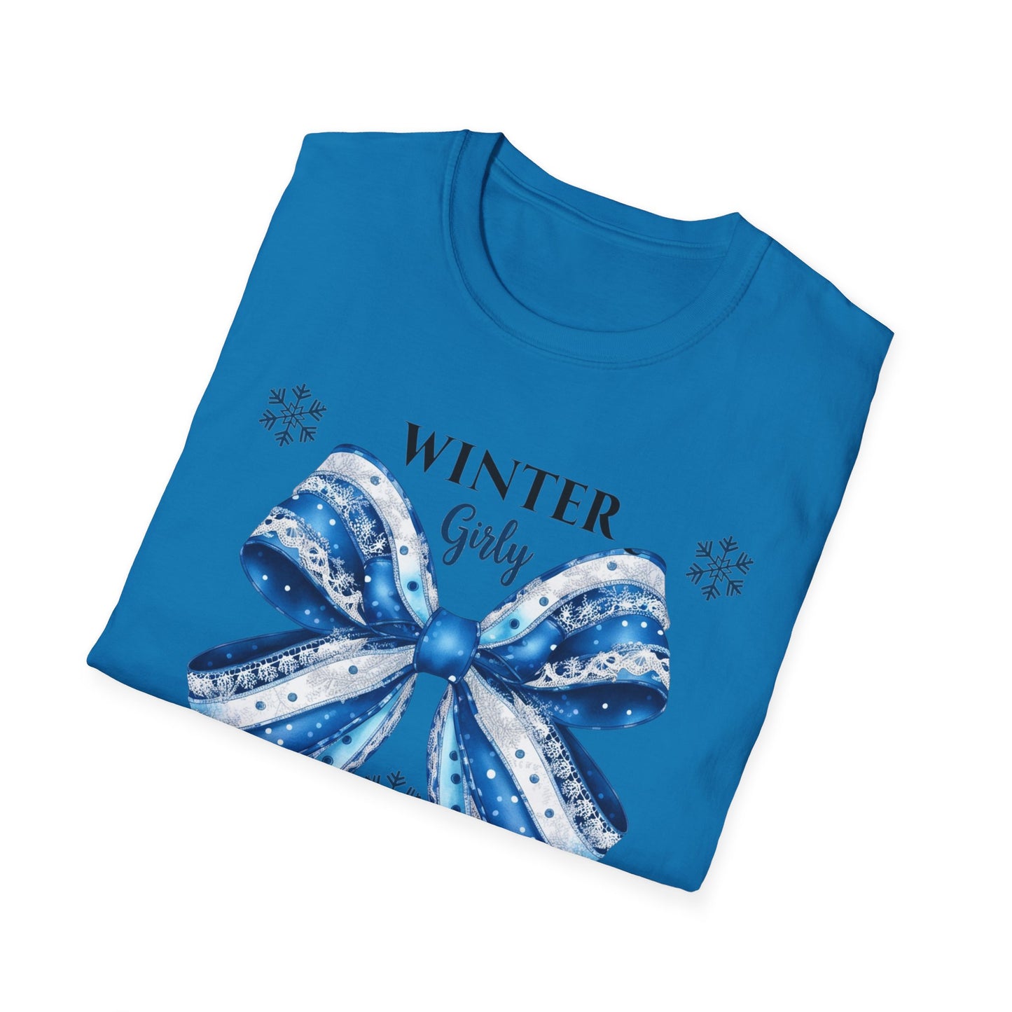 Blue Winter Girly Coquette - Unisex Softstyle T-Shirt