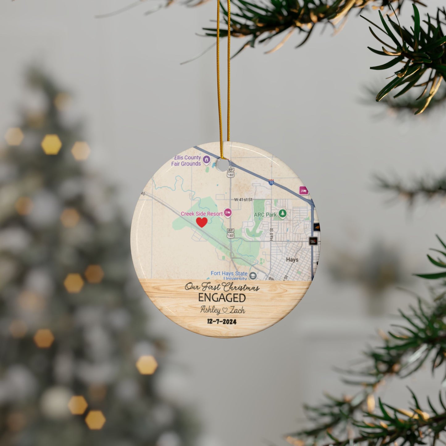 A&Z Engagement Ornament - Decorative Ceramic Ornaments, Double-Sided (1pc, 3pcs, 5pcs, 10pcs)
