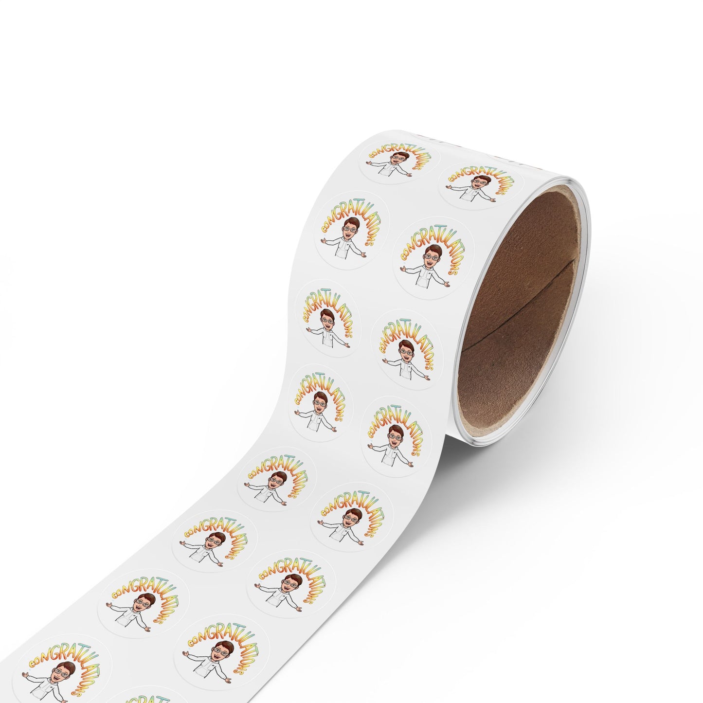 Congratulations Round Sticker Labels - Cheerful Party Roll