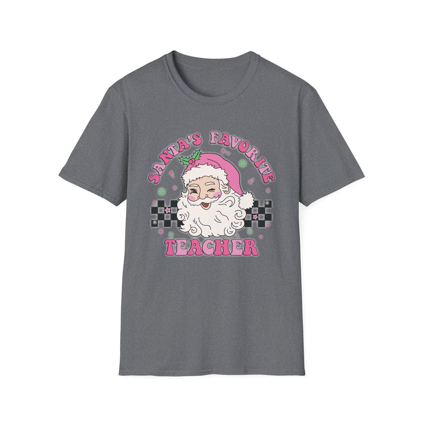 Santa's Favorite Teacher Pink - Unisex Softstyle T-Shirt