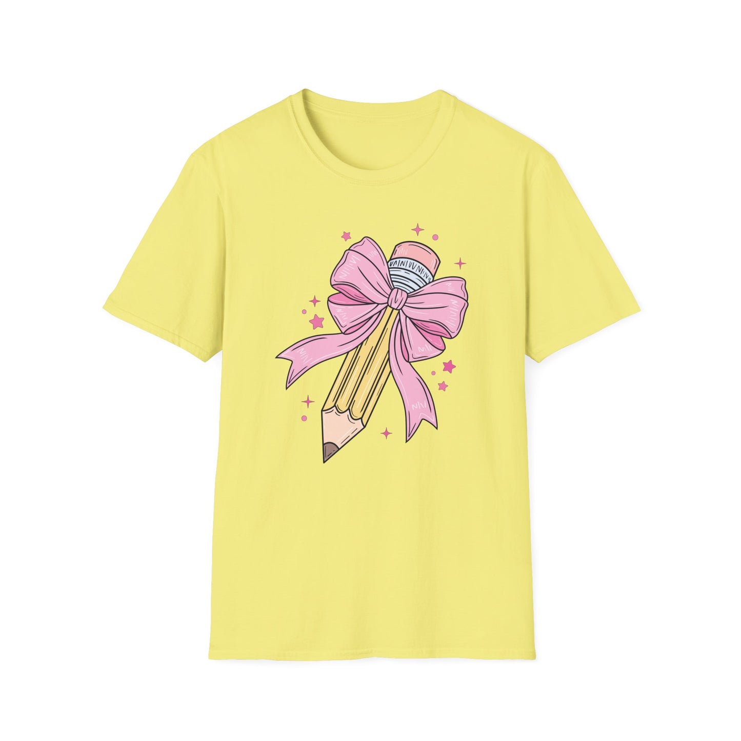 Pencil with Bow - Unisex Softstyle T-Shirt