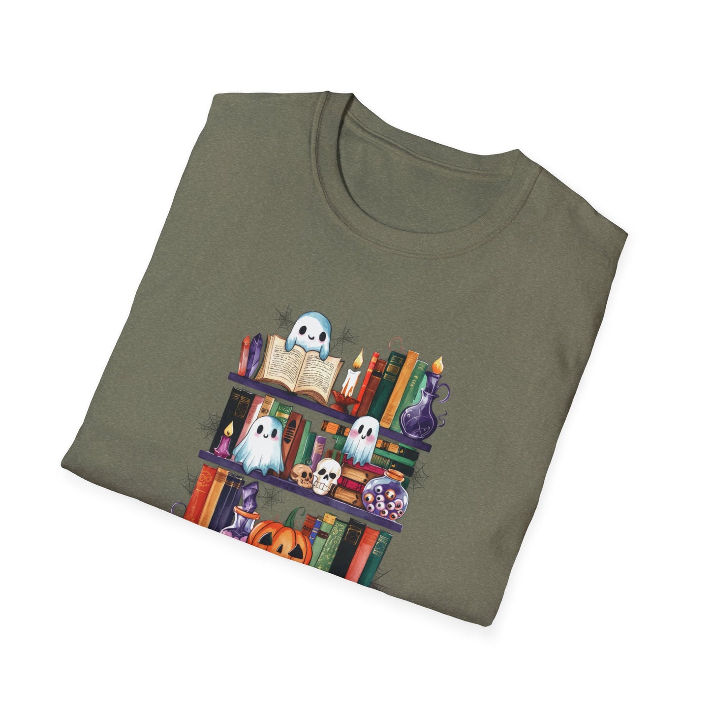 Spooky Bookshelf - Unisex Softstyle T-Shirt