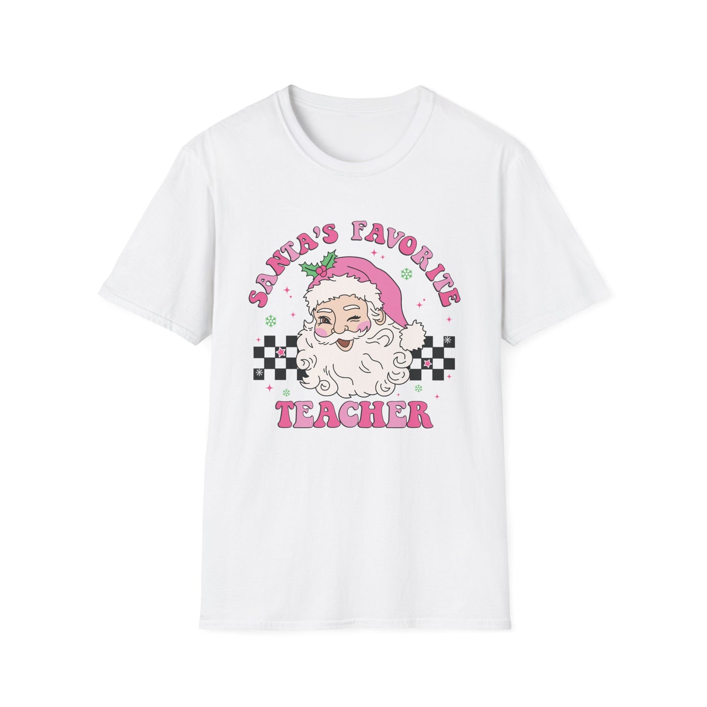 Santa's Favorite Teacher Pink - Unisex Softstyle T-Shirt