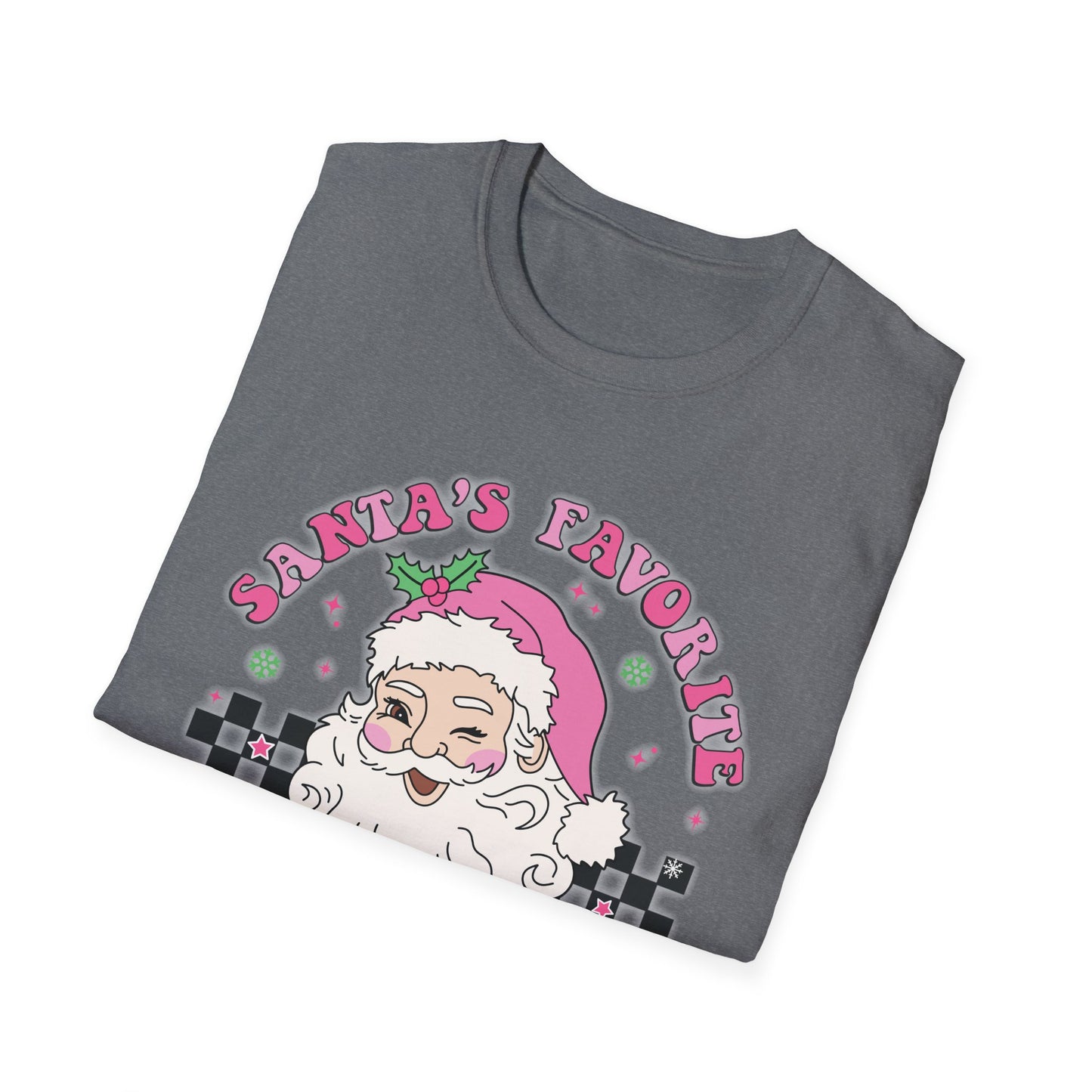 Santa's Favorite Teacher Pink - Unisex Softstyle T-Shirt