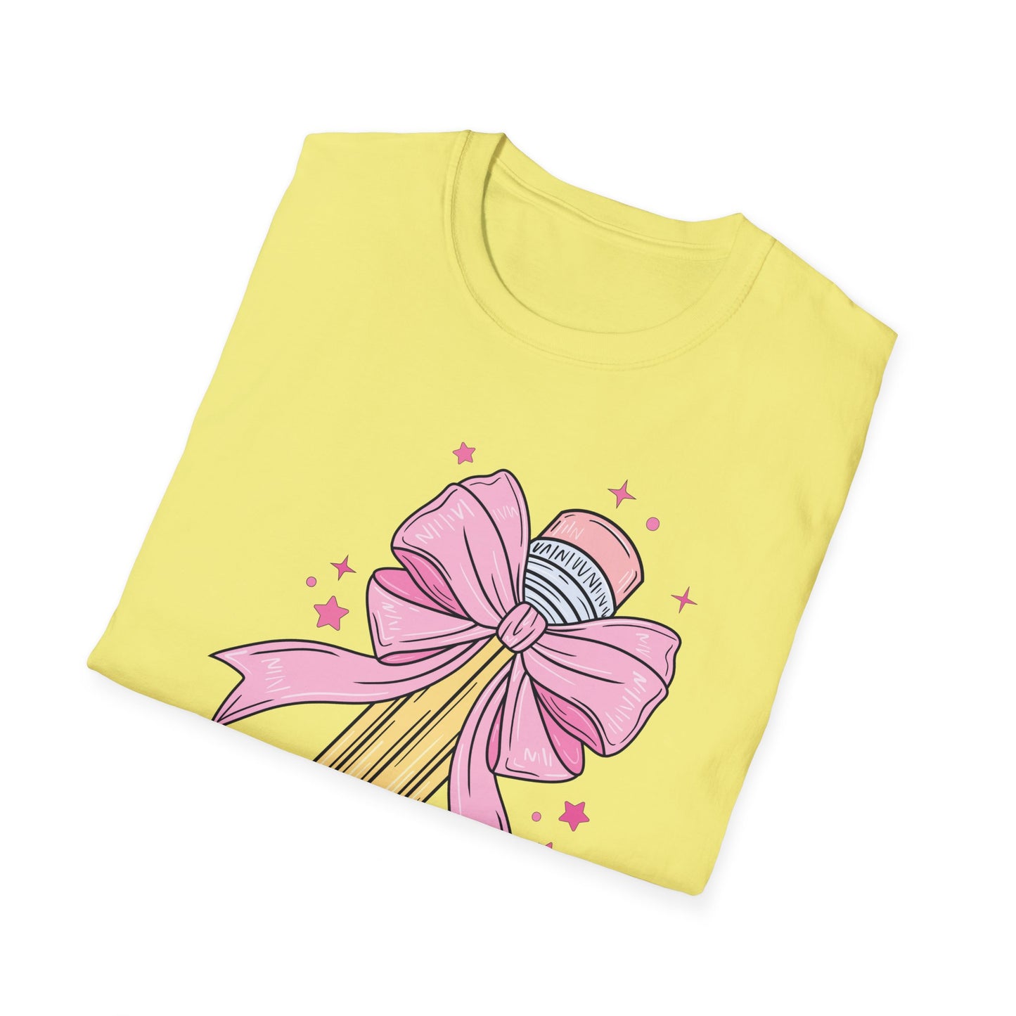 Pencil with Bow - Unisex Softstyle T-Shirt