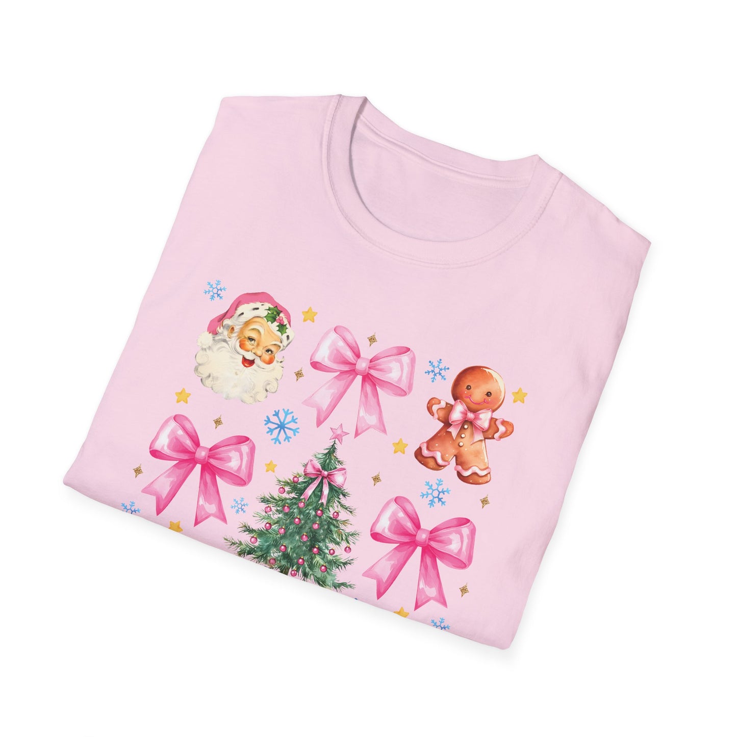 Pink Christmas Coquette - Unisex Softstyle T-Shirt