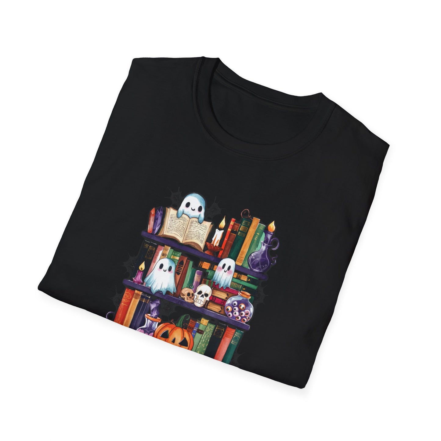 Spooky Bookshelf - Unisex Softstyle T-Shirt