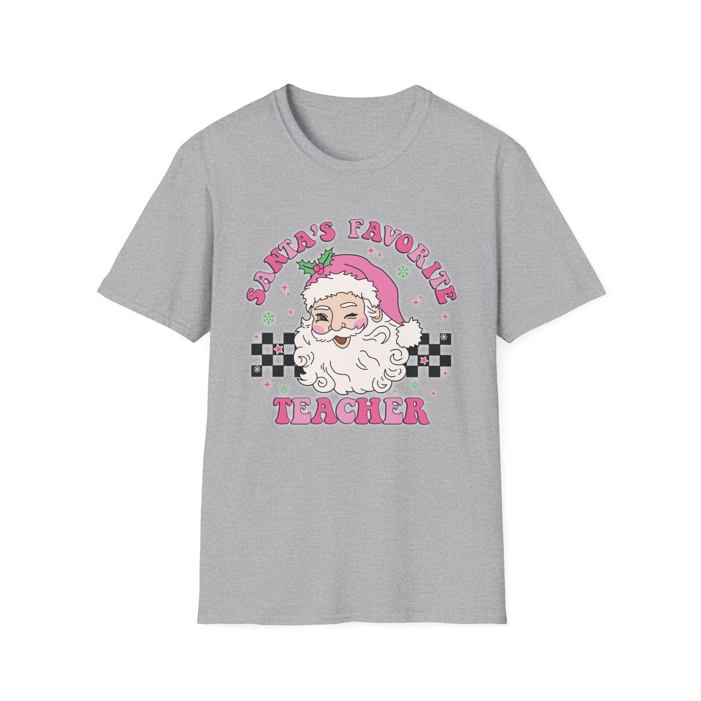 Santa's Favorite Teacher Pink - Unisex Softstyle T-Shirt