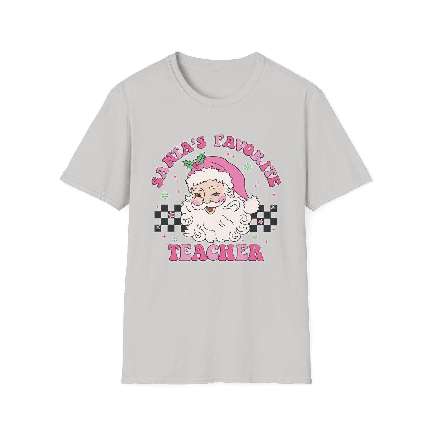 Santa's Favorite Teacher Pink - Unisex Softstyle T-Shirt