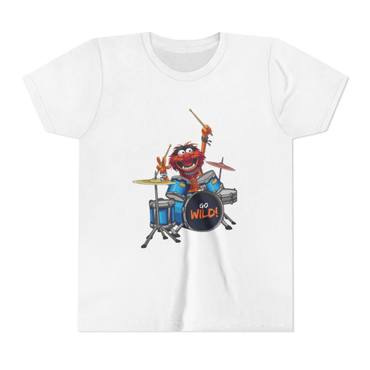 Fun Youth Drummer Tee, Kids Music Shirt, Wild Animal Shirt, Birthday Gift for Boys, Casual Everyday Wear