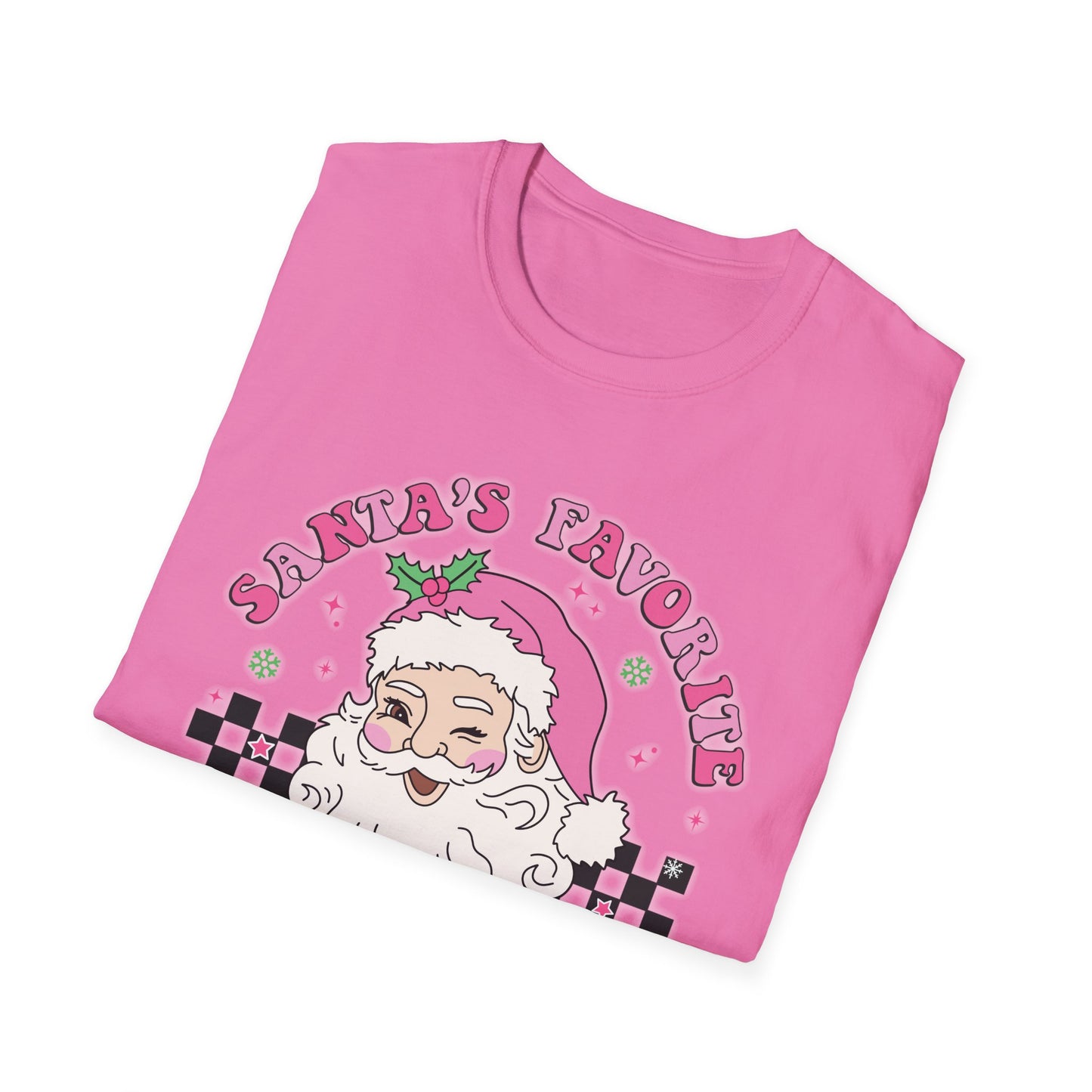 Santa's Favorite Teacher Pink - Unisex Softstyle T-Shirt