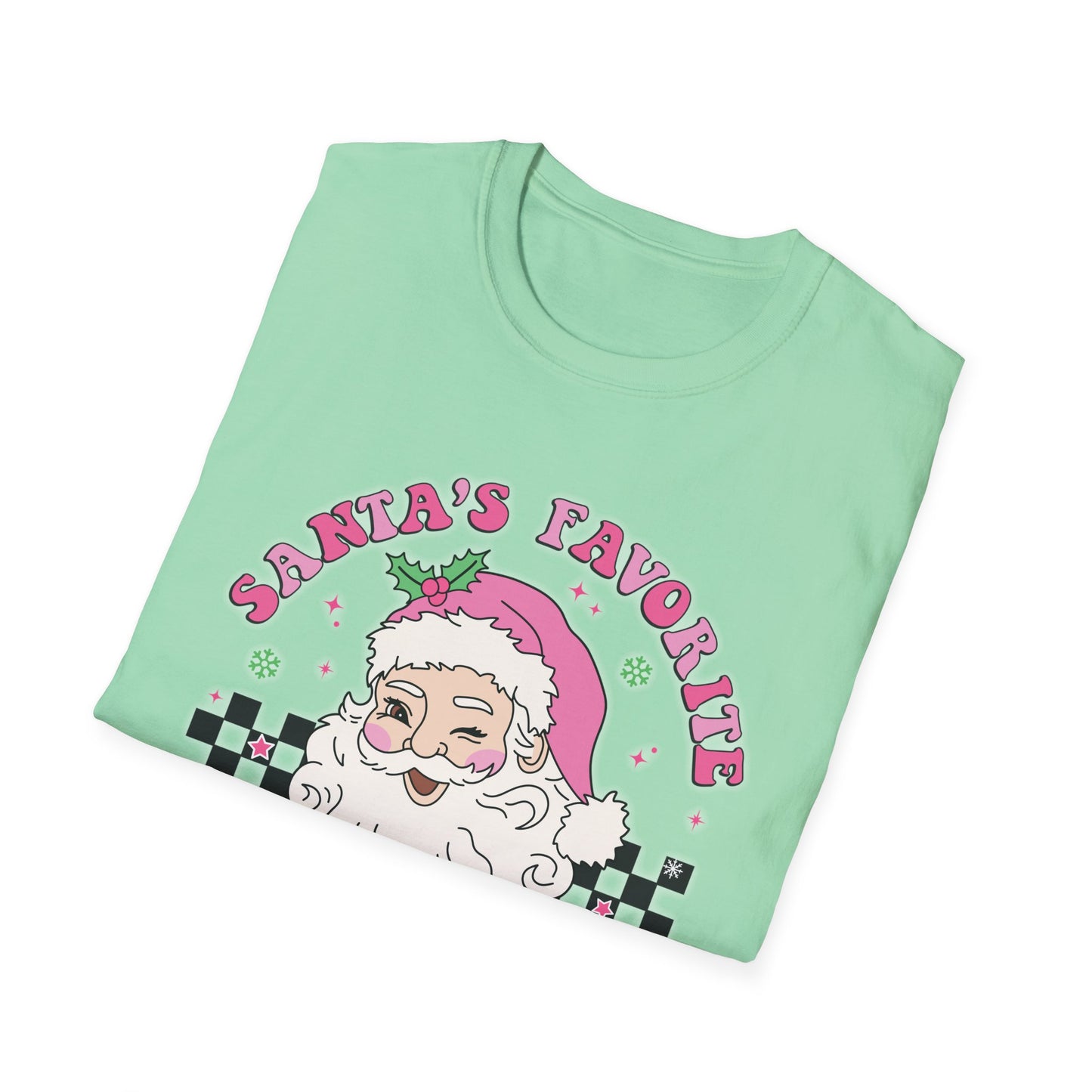 Santa's Favorite Teacher Pink - Unisex Softstyle T-Shirt