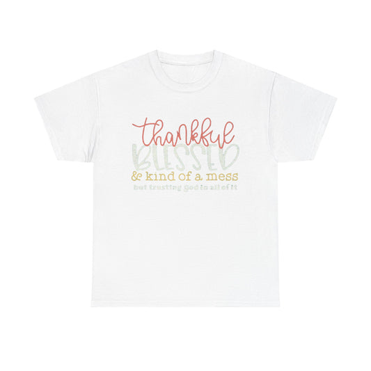 Thankful and Blessed Tee, Unisex Cotton Shirt for Gratitude, Gift for Friends, Thanksgiving Apparel, Everyday Comfort