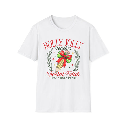 Holly Jolly Teacher Club - Unisex Softstyle T-Shirt