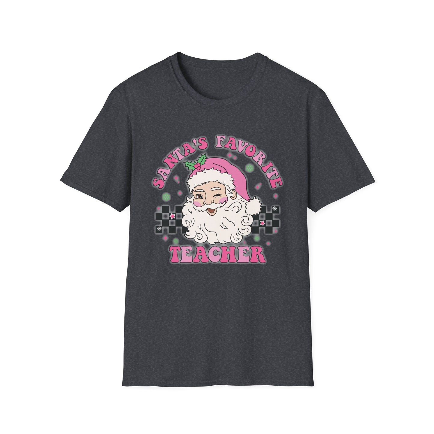 Santa's Favorite Teacher Pink - Unisex Softstyle T-Shirt