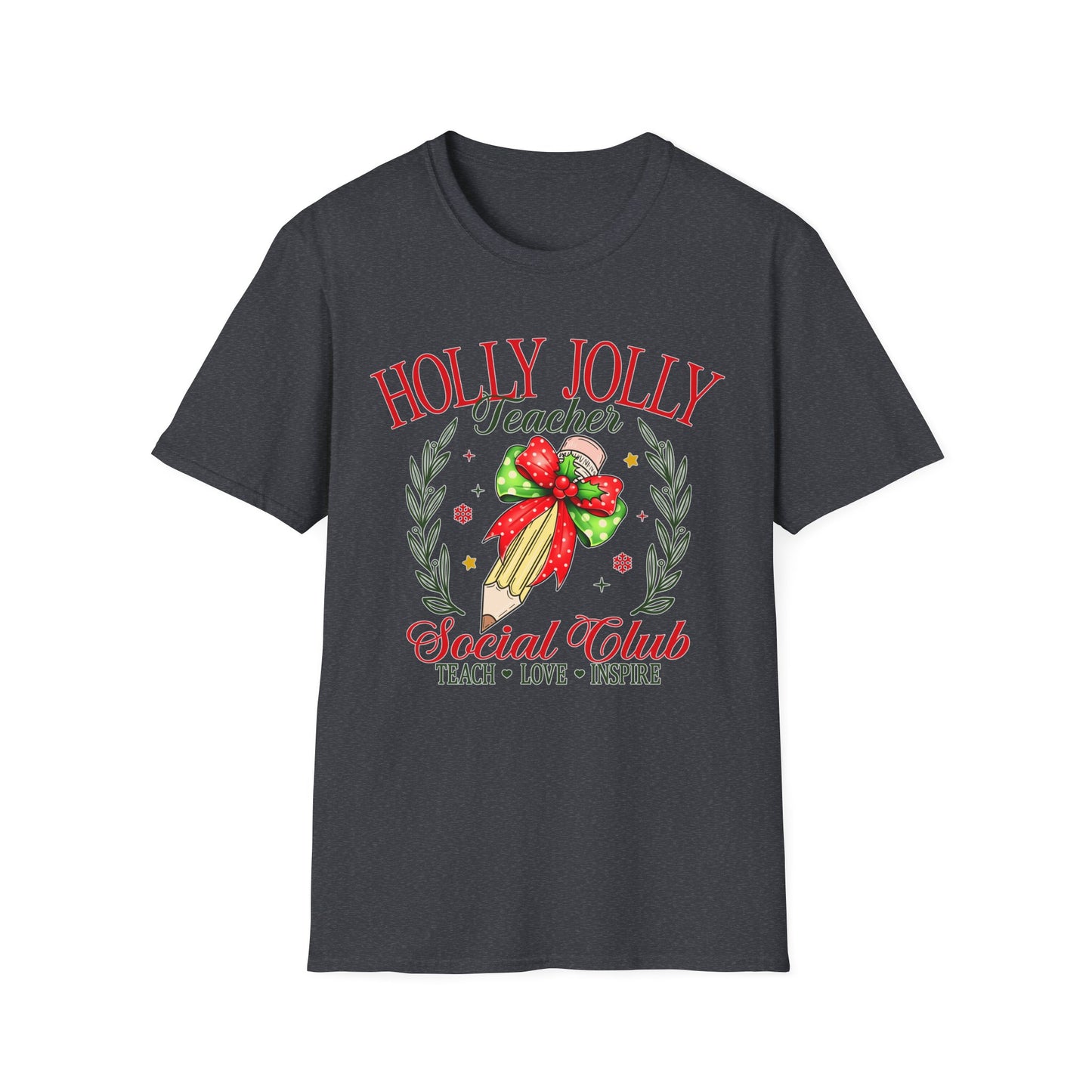 Holly Jolly Teacher Club - Unisex Softstyle T-Shirt