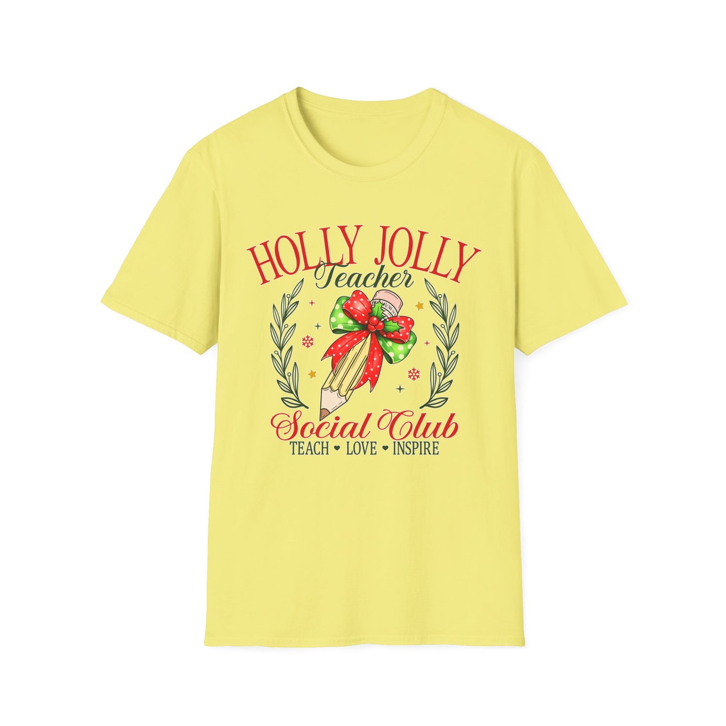 Holly Jolly Teacher Club - Unisex Softstyle T-Shirt