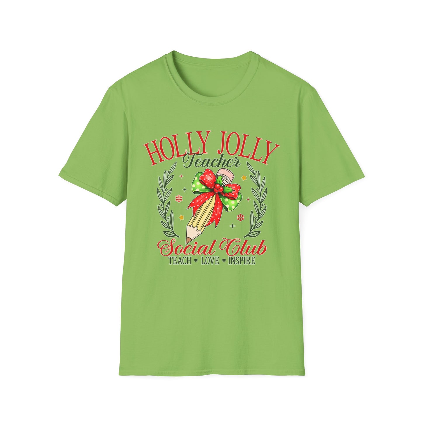 Holly Jolly Teacher Club - Unisex Softstyle T-Shirt