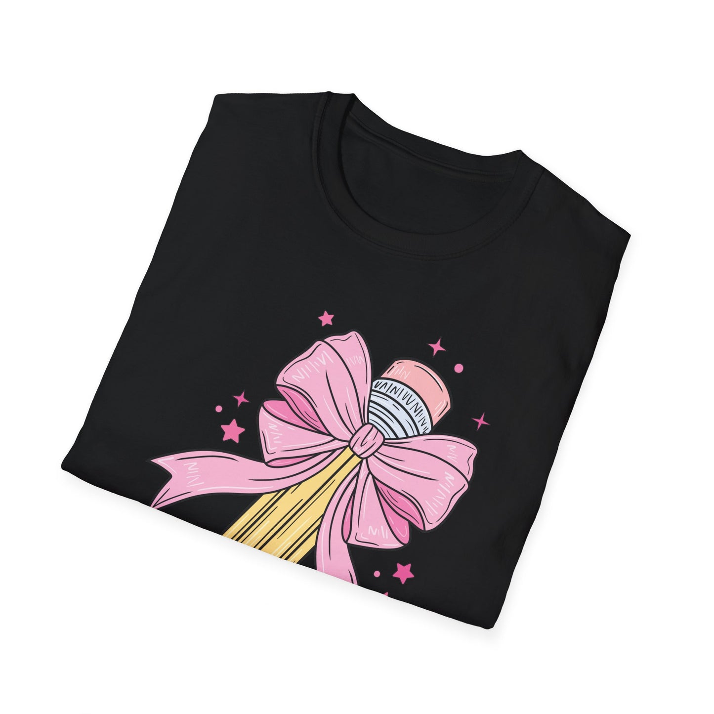 Pencil with Bow - Unisex Softstyle T-Shirt