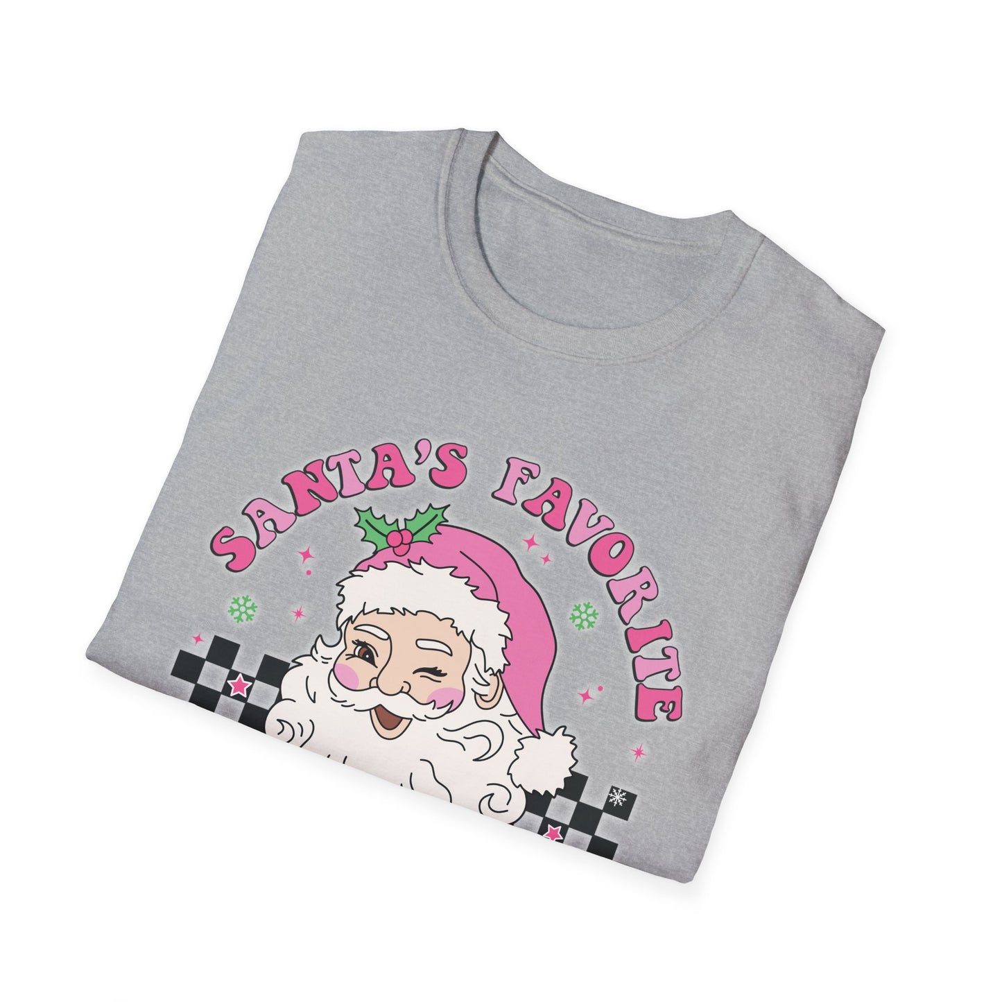 Santa's Favorite Teacher Pink - Unisex Softstyle T-Shirt