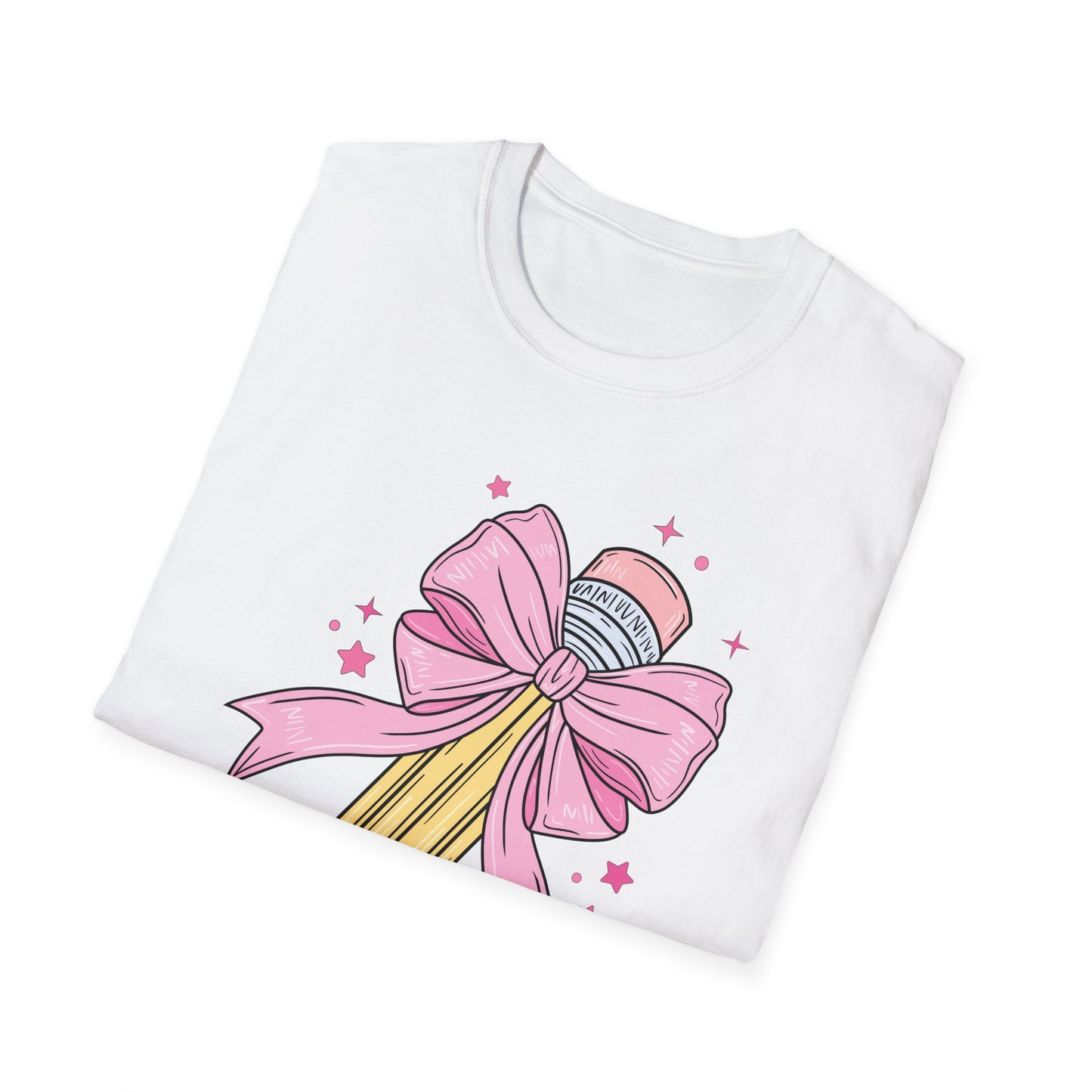 Pencil with Bow - Unisex Softstyle T-Shirt