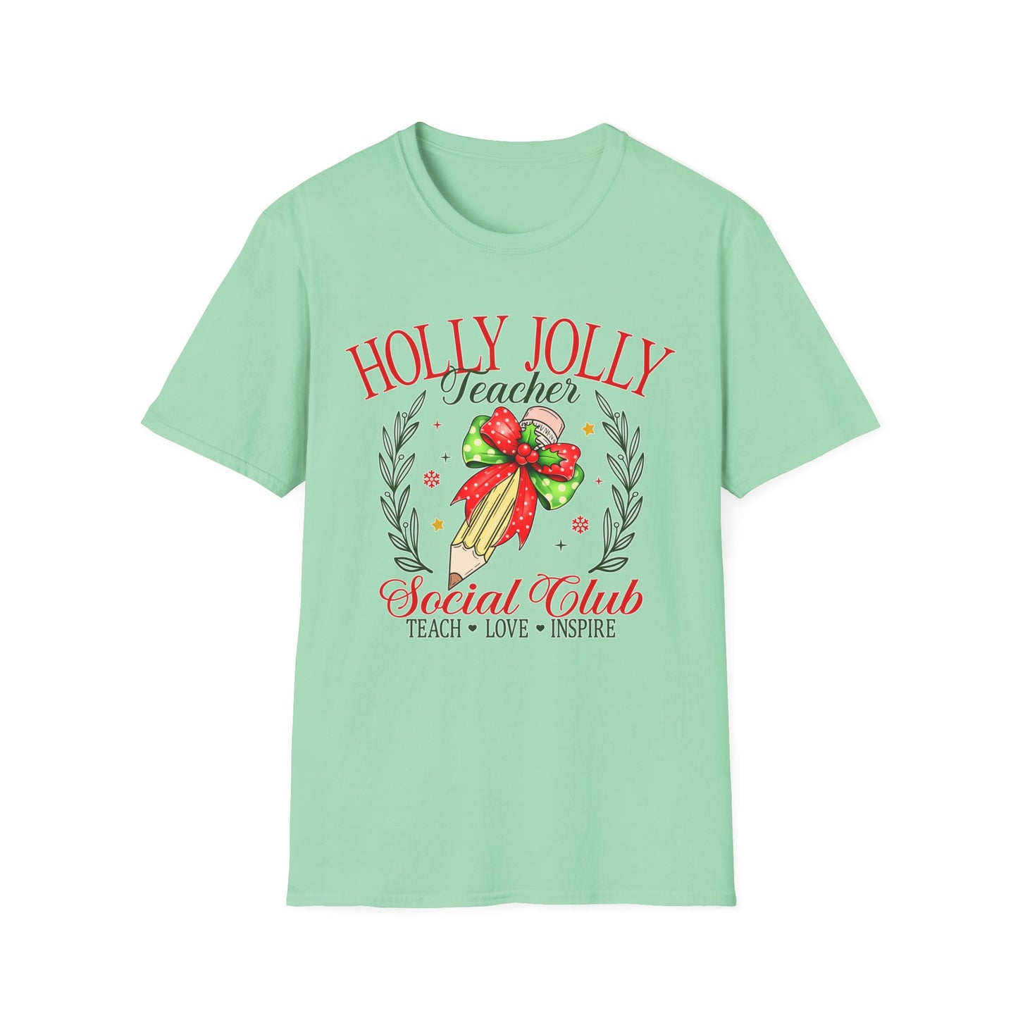 Holly Jolly Teacher Club - Unisex Softstyle T-Shirt