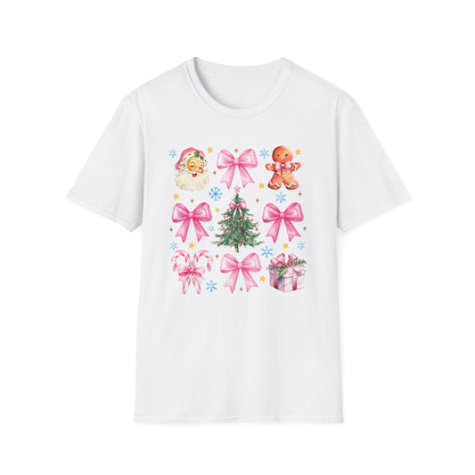 Pink Christmas Coquette - Unisex Softstyle T-Shirt