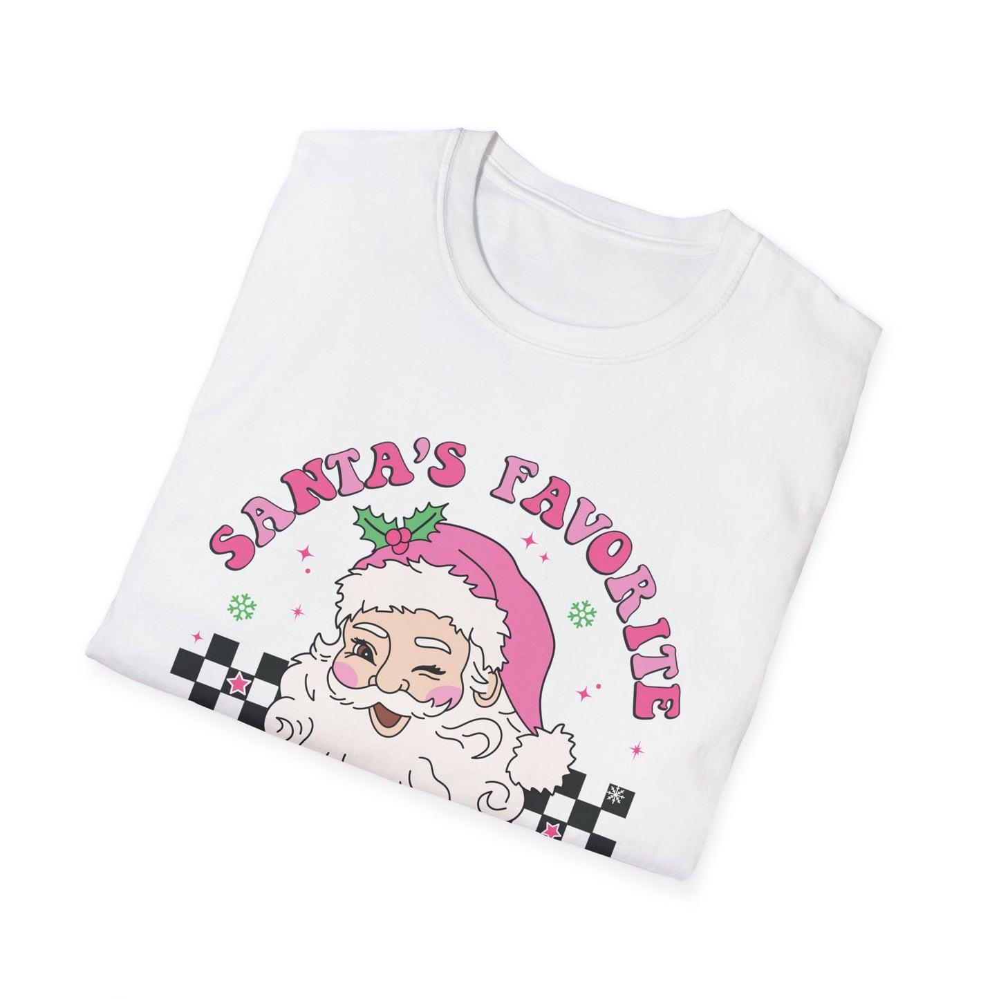 Santa's Favorite Teacher Pink - Unisex Softstyle T-Shirt