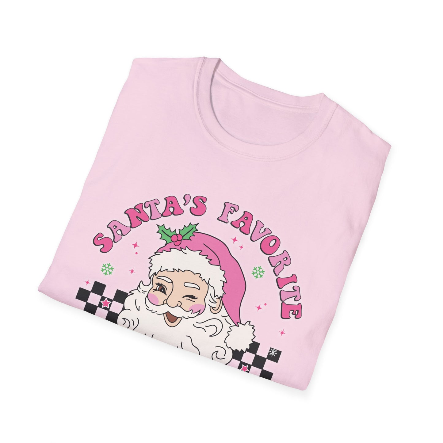 Santa's Favorite Teacher Pink - Unisex Softstyle T-Shirt