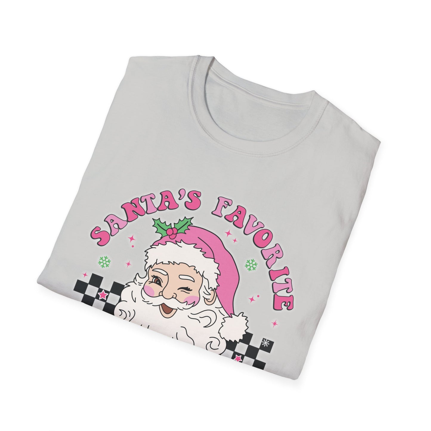 Santa's Favorite Teacher Pink - Unisex Softstyle T-Shirt