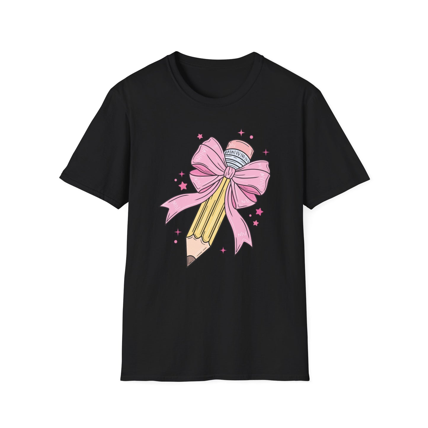 Pencil with Bow - Unisex Softstyle T-Shirt