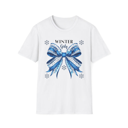 Blue Winter Girly Coquette - Unisex Softstyle T-Shirt