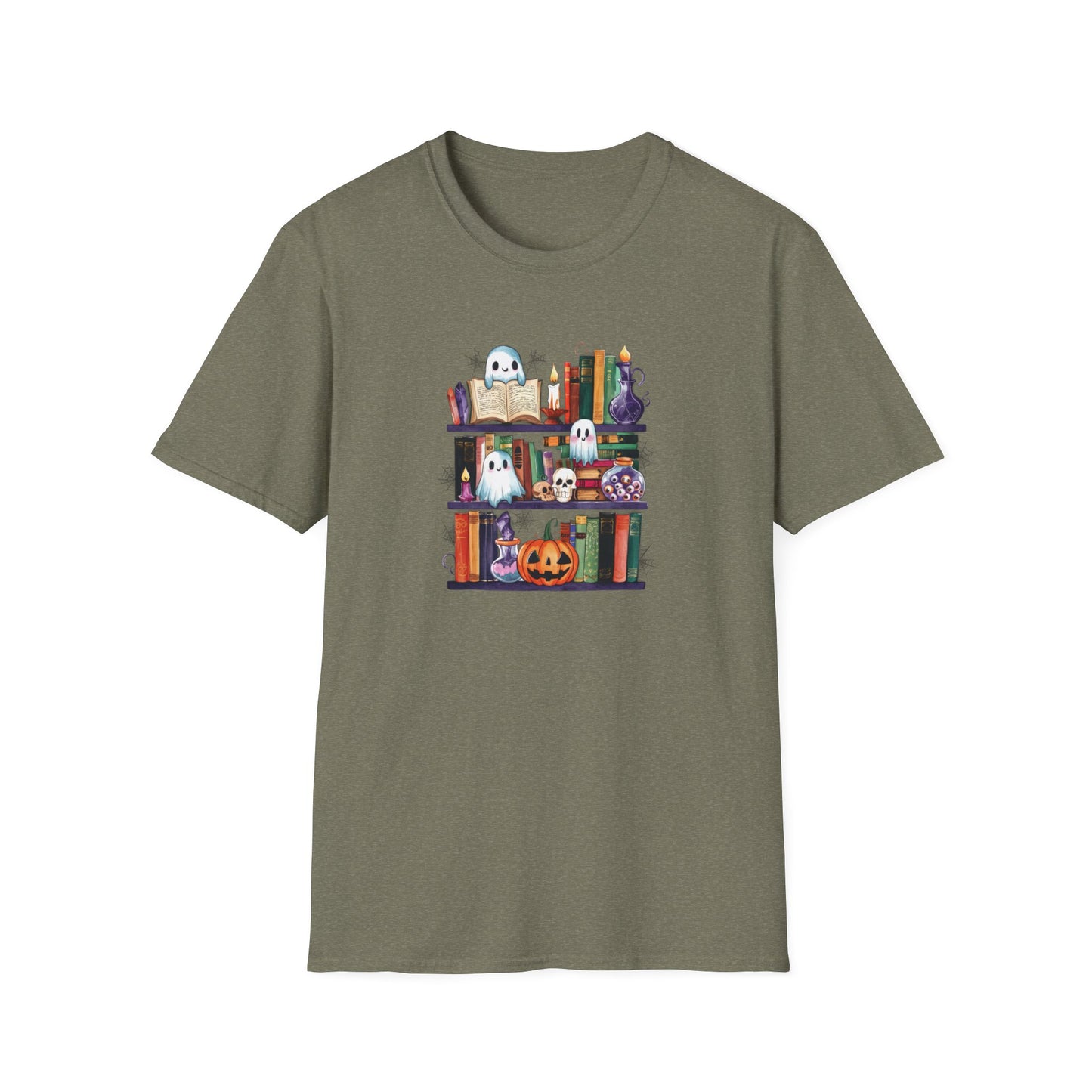 Spooky Bookshelf - Unisex Softstyle T-Shirt
