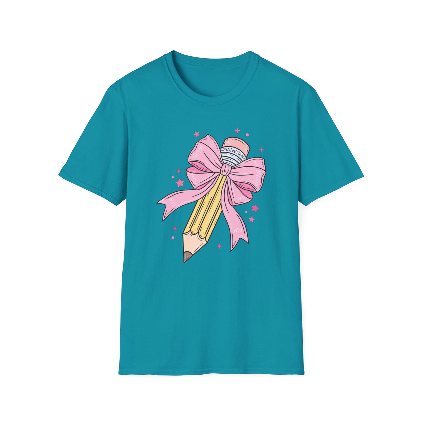 Pencil with Bow - Unisex Softstyle T-Shirt