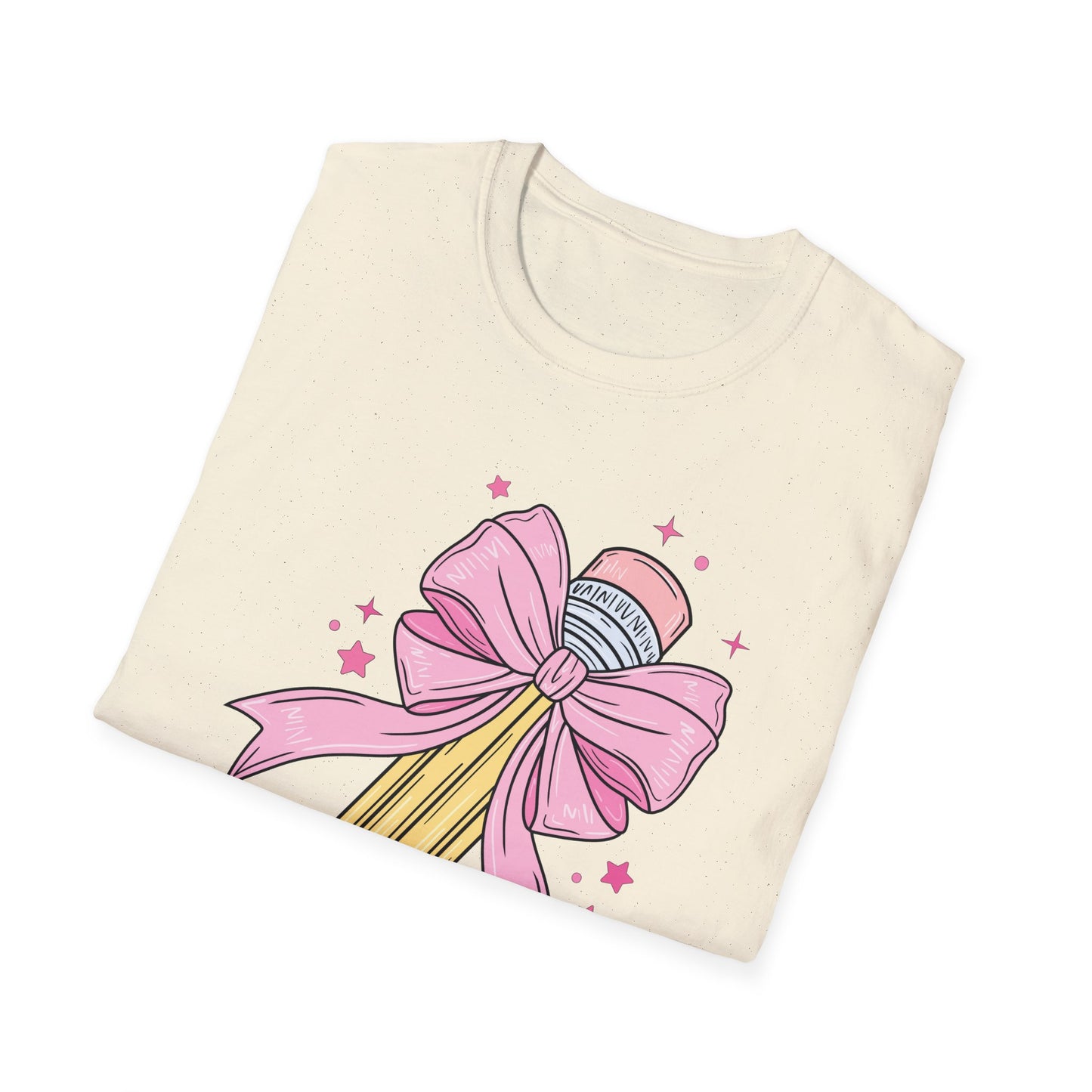 Pencil with Bow - Unisex Softstyle T-Shirt