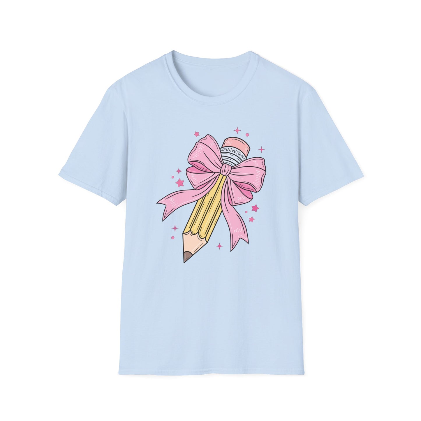 Pencil with Bow - Unisex Softstyle T-Shirt